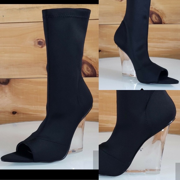 Black stretch acrylic bootie - Picture 2 of 5